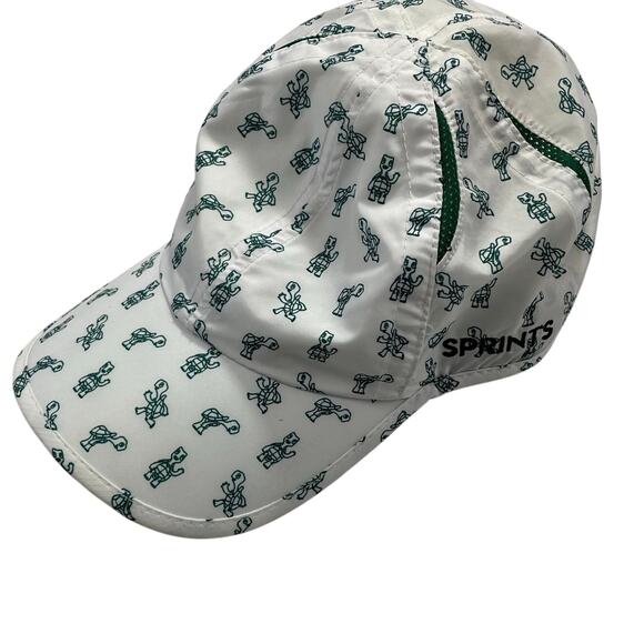 Sprints Running Hat Turtle Print White Green OSFA Lightweight Breathable - Picture 1 of 6